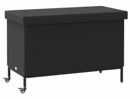 Fekete polyrattan kerti tárolóláda kerekekkel 110x55x73 cm - utánvéttel vagy ingyenes szállítással