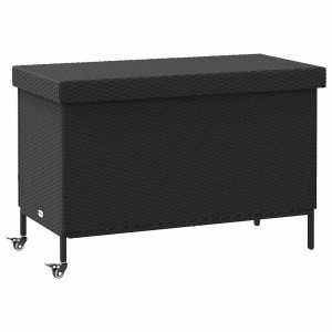 Fekete polyrattan kerti tárolóláda kerekekkel 110x55x73 cm - utánvéttel vagy ingyenes szállítással