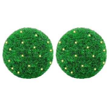 2 db zöld mesterséges boxwood gömbök LED fényekkel 45 cm - utánvéttel vagy ingyenes szállítással