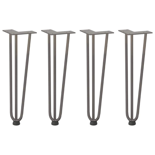 Hajcsavaros asztallábak 4 db Natural Steel 42 cm tömör acélból - utánvéttel vagy ingyenes szállítással