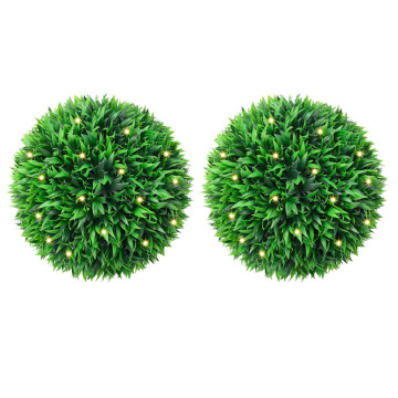 2 db zöld mesterséges boxwood gömbök LED fényekkel 47 cm - utánvéttel vagy ingyenes szállítással