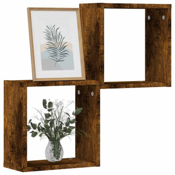 2 db füstös tölgy színű fali kockapolc 30 x 15 x 30 cm - utánvéttel vagy ingyenes szállítással