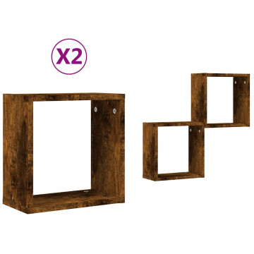 2 db füstös tölgy színű fali kockapolc 30 x 15 x 30 cm - utánvéttel vagy ingyenes szállítással
