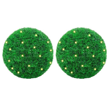 2 db zöld mesterséges boxwood gömbök LED fényekkel 27 cm - utánvéttel vagy ingyenes szállítással