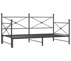 Kihúzható kanapéágy matrac nélkül fekete 107x203 cm acél - utánvéttel vagy ingyenes szállítással