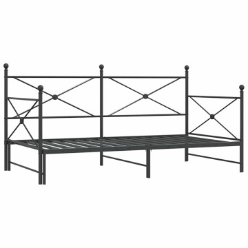 Kihúzható kanapéágy matrac nélkül fekete 107x203 cm acél - utánvéttel vagy ingyenes szállítással