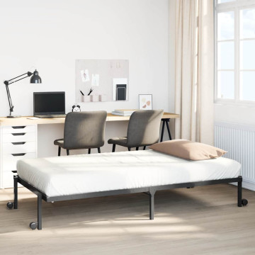 Fekete acél ágykeret matrac nélkül összecsukható 75x190 cm - utánvéttel vagy ingyenes szállítással