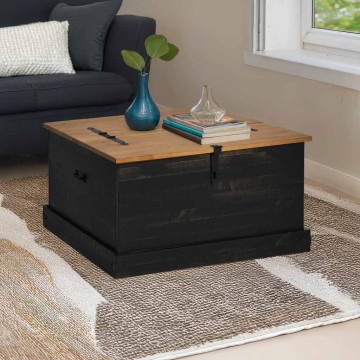 Fekete tömör fenyőfa HALDEN tárolószekrény 91x91x47 cm - utánvéttel vagy ingyenes szállítással
