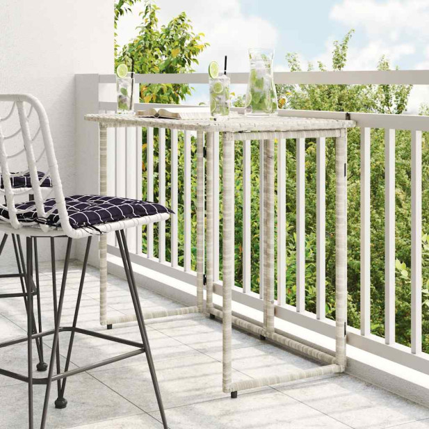 Világosszürke polyrattan összecsukható kerti asztal 90x51x75 cm - utánvéttel vagy ingyenes szállítással