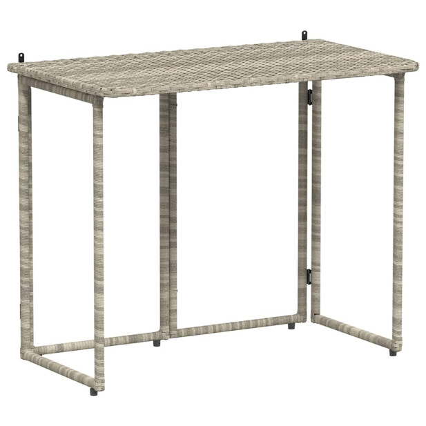 Világosszürke polyrattan összecsukható kerti asztal 90x51x75 cm - utánvéttel vagy ingyenes szállítással