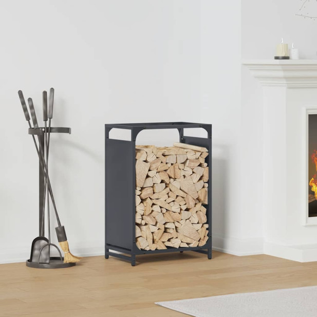 Antracitszürke hidegen hengerelt acél tűzifatároló 44x28x65 cm - utánvéttel vagy ingyenes szállítással