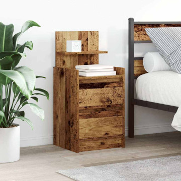 2 db antik fa színű éjjeliszekrények 2 fiókkal 38x34x80 cm - utánvéttel vagy ingyenes szállítással