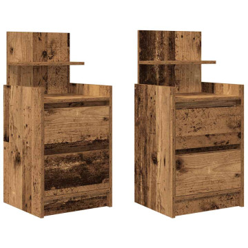2 db antik fa színű éjjeliszekrények 2 fiókkal 38x34x80 cm - utánvéttel vagy ingyenes szállítással