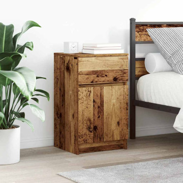 2 db antik fa színű szerelt fa éjjeliszekrény 39x35x65 cm - utánvéttel vagy ingyenes szállítással