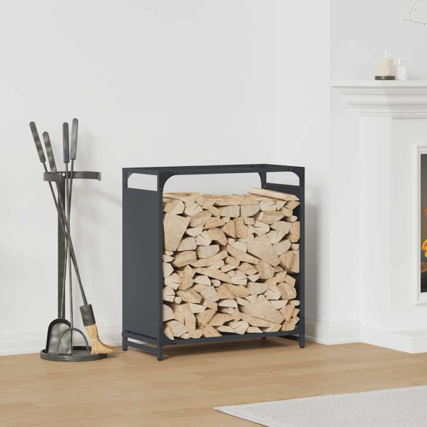 Antracitszürke hidegen hengerelt acél tűzifatároló 60x28x65 cm - utánvéttel vagy ingyenes szállítással