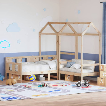Tömör fenyőfa kanapéágy és pad tetővel 90 x 200 cm - utánvéttel vagy ingyenes szállítással