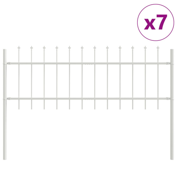 Kerti Kerítés Lándzsás Felsővel,  Fehér,  11,9x0,6 m,  Acél - utánvéttel vagy ingyenes szállítással