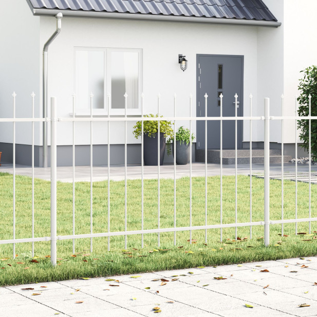 Kertkerítés,  lándzsás tetejű,  Fehér 11,9x1,2 m Acél - utánvéttel vagy ingyenes szállítással