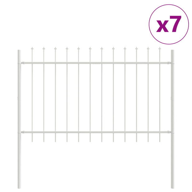 Kertkerítés,  lándzsás tetejű,  Fehér 11,9x1,2 m Acél - utánvéttel vagy ingyenes szállítással