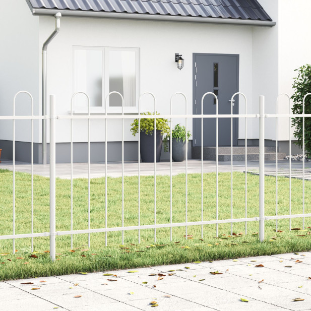 Kerti Kerítés Hoop Tetejével - Fehér,  15,3x0,8 m,  Acél - utánvéttel vagy ingyenes szállítással