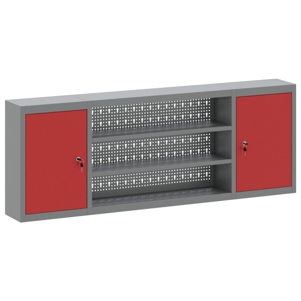 Falra Szerelhető Szerszámtároló Panelekkel Piros 150x20x55 cm Acél - utánvéttel vagy ingyenes szállítással