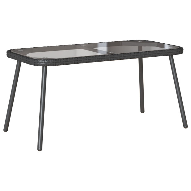 Fekete Dohányzóasztal 90x45x42 cm Polirattan - utánvéttel vagy ingyenes szállítással