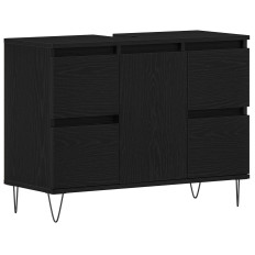 Fürdőszoba Mosdókagyló Szekrény Fekete Tölgy 80x33x60 cm Műanyag - utánvéttel vagy ingyenes szállítással