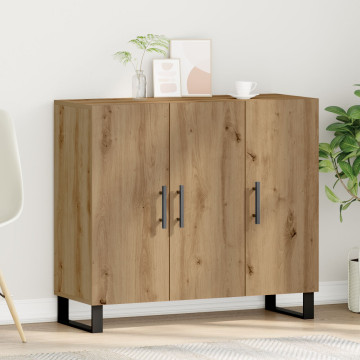 3 ajtós oldalszekrény Kézműves tölgy 90x34x80 cm Műszaki fa - utánvéttel vagy ingyenes szállítással