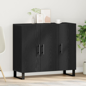 3 ajtós tálaló szekrény Fekete tölgy 90x34x80 cm Műgyanta - utánvéttel vagy ingyenes szállítással