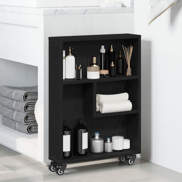 Keskeny Tároló Kerekes Trolley Fekete Tölgy 48x13x68 cm Műanyag - utánvéttel vagy ingyenes szállítással