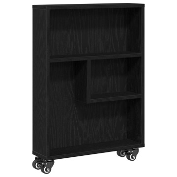 Keskeny Tároló Kerekes Trolley Fekete Tölgy 48x13x68 cm Műanyag - utánvéttel vagy ingyenes szállítással