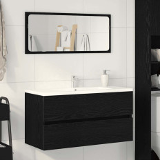 Fekete tölgy színű szerelt fa mosdószekrény 90 x 38,5 x 45 cm - utánvéttel vagy ingyenes szállítással