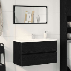 Fekete tölgy színű szerelt fa mosdószekrény 80 x 38,5 x 45 cm - utánvéttel vagy ingyenes szállítással