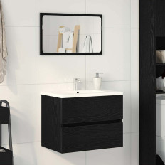 Fekete tölgy színű szerelt fa mosdószekrény 60x38,5x45 cm - utánvéttel vagy ingyenes szállítással