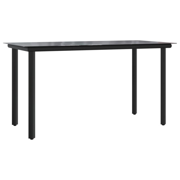 Fekete acél és edzett üveg kerti étkezőasztal 200 x 100 x 74 cm - utánvéttel vagy ingyenes szállítással