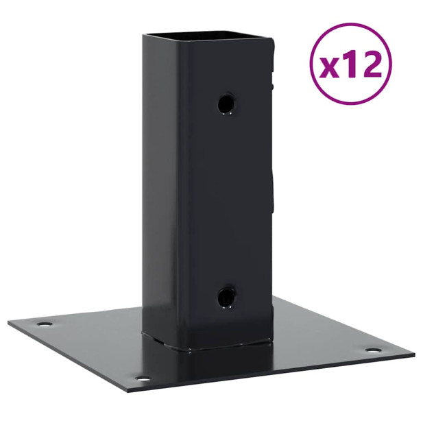 12 db antracit porszórt acél oszlopalapok négyzet alakú 51x51mm - utánvéttel vagy ingyenes szállítással