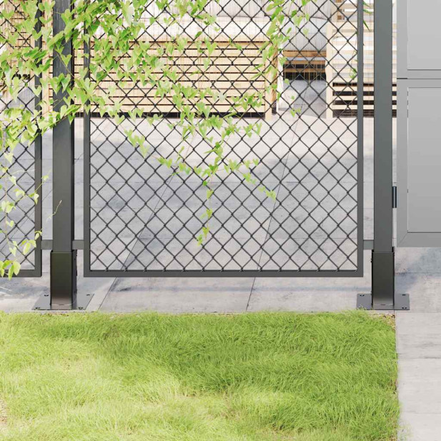 12 db antracit porszórt acél oszlopalapok négyzet alakú 61x61mm - utánvéttel vagy ingyenes szállítással