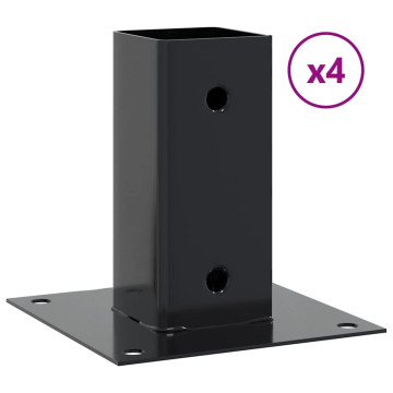 4 db antracit porszórt acél oszlopalapok négyzet alakú 61x61 mm - utánvéttel vagy ingyenes szállítással