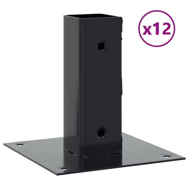 12 db antracit porszórt acél oszlopalapok négyzet alakú 46x46mm - utánvéttel vagy ingyenes szállítással