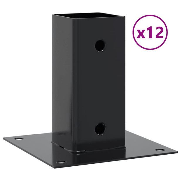 12 db antracit porszórt acél oszlopalapok négyzet alakú 71x71mm - utánvéttel vagy ingyenes szállítással