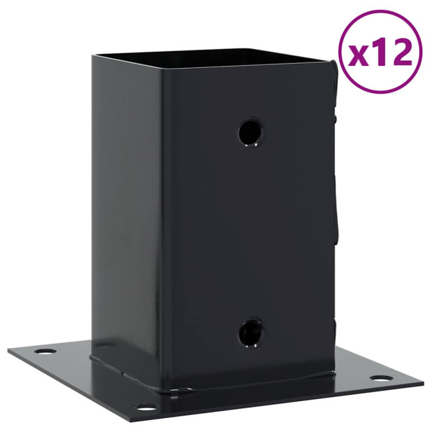 12 db antracit porszórt acél oszlopalapok négyzet alakú 81x81mm - utánvéttel vagy ingyenes szállítással