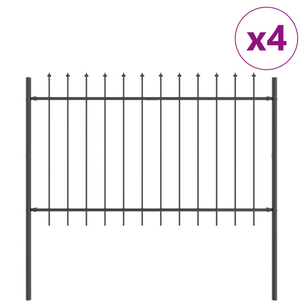 Kerti Kerítés Tüske Felsővel - Szürke,  6.8 x 1.2 m,  Acél - utánvéttel vagy ingyenes szállítással