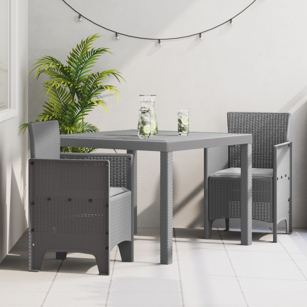 3 Darabos Kerti Étkező Garnitúra Párnákkal Világosszürke Poly Rattan - utánvéttel vagy ingyenes szállítással