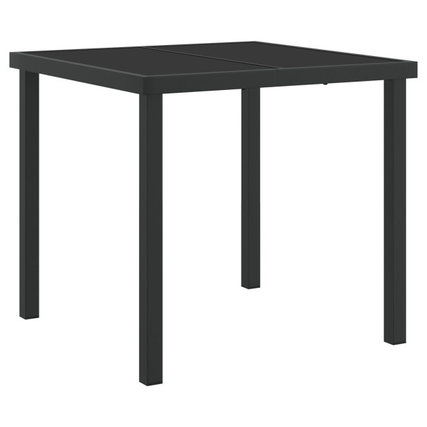 Kerti Asztal Fekete 80x80x73 cm Edzett Üveg - utánvéttel vagy ingyenes szállítással