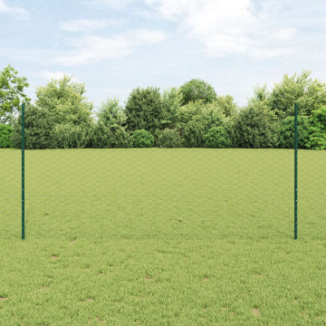 Kerítésoszlopok 11 db U-alakú Zöld 120 cm Acél,  Hatszögletű Kerítés Zöld 1,2x100 m Acél - utánvéttel vagy ingyenes szállítással
