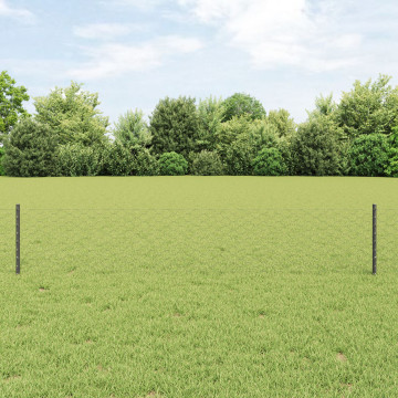 Kerítésoszlopok 11 db U-alakú Szürke 40 cm Acél,  Hatszögletű Kerítés Szürke 0.4x50 m Acél - utánvéttel vagy ingyenes szállítással