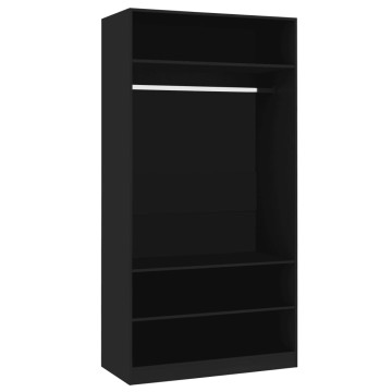 Fekete szerelt fa ruhásszekrény 100 x 50 x 200 cm - utánvéttel vagy ingyenes szállítással