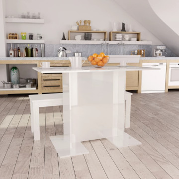 Magasfényű fehér forgácslap étkezőasztal 110 x 60 x 75 cm - utánvéttel vagy ingyenes szállítással