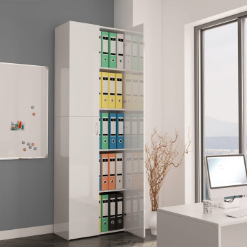 Magasfényű fehér forgácslap irodai szekrény 60 x 32 x 190 cm - utánvéttel vagy ingyenes szállítással