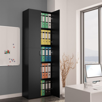 Fekete forgácslap irodai szekrény 60 x 32 x 190 cm - utánvéttel vagy ingyenes szállítással